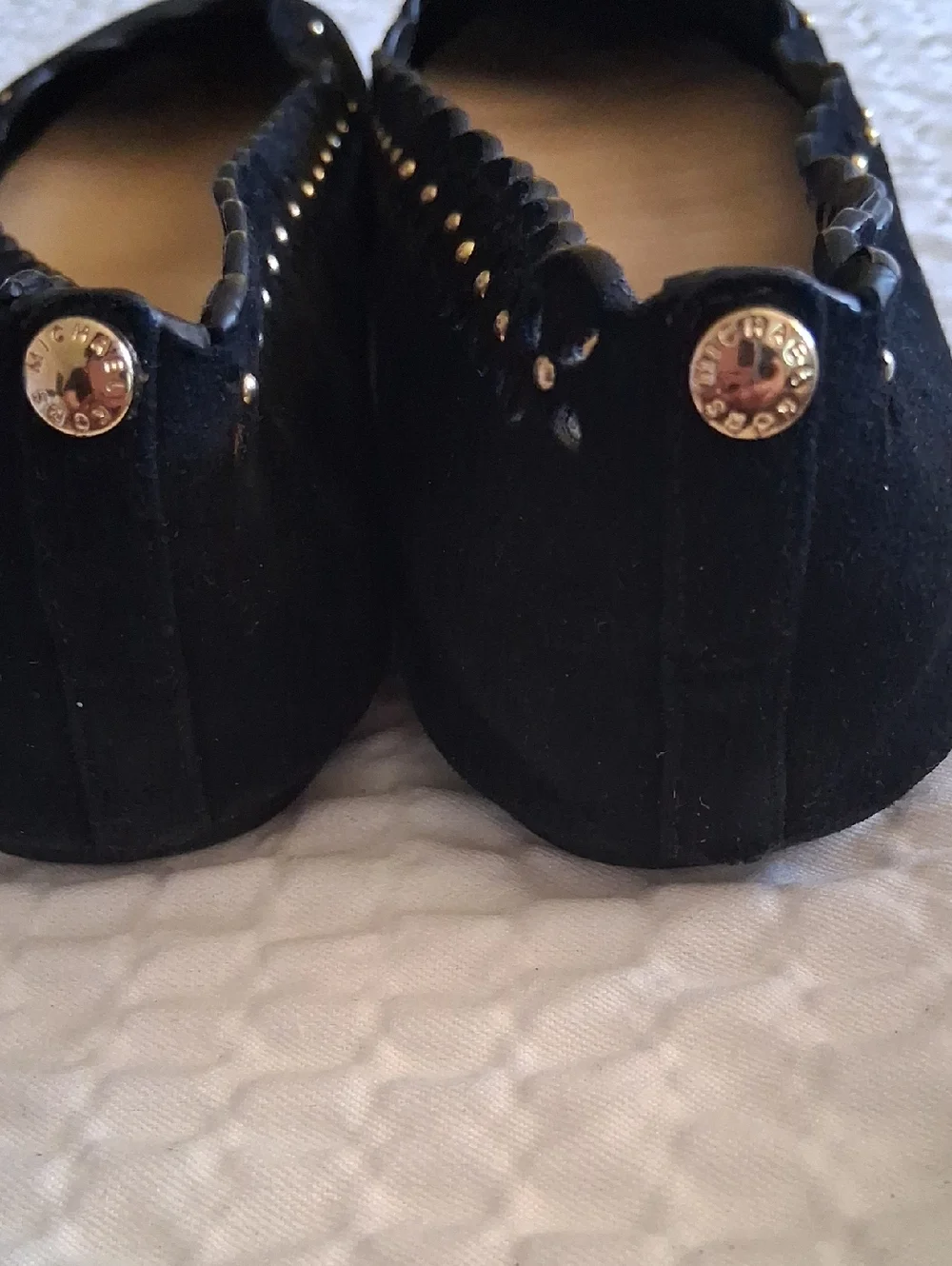 MICHAEL Michael Kors Thalia Black Suede Scalloped Ballet Flats Size 8 M